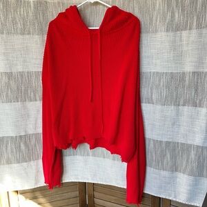 RTA Marvin red knit distressed hoodie size large